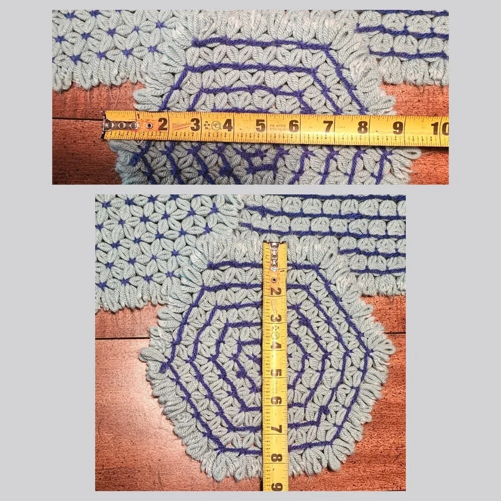 Handmade Crocheted Star 8 Placemats 2 Hot Pads Light Blue Cottage Core Kitchen